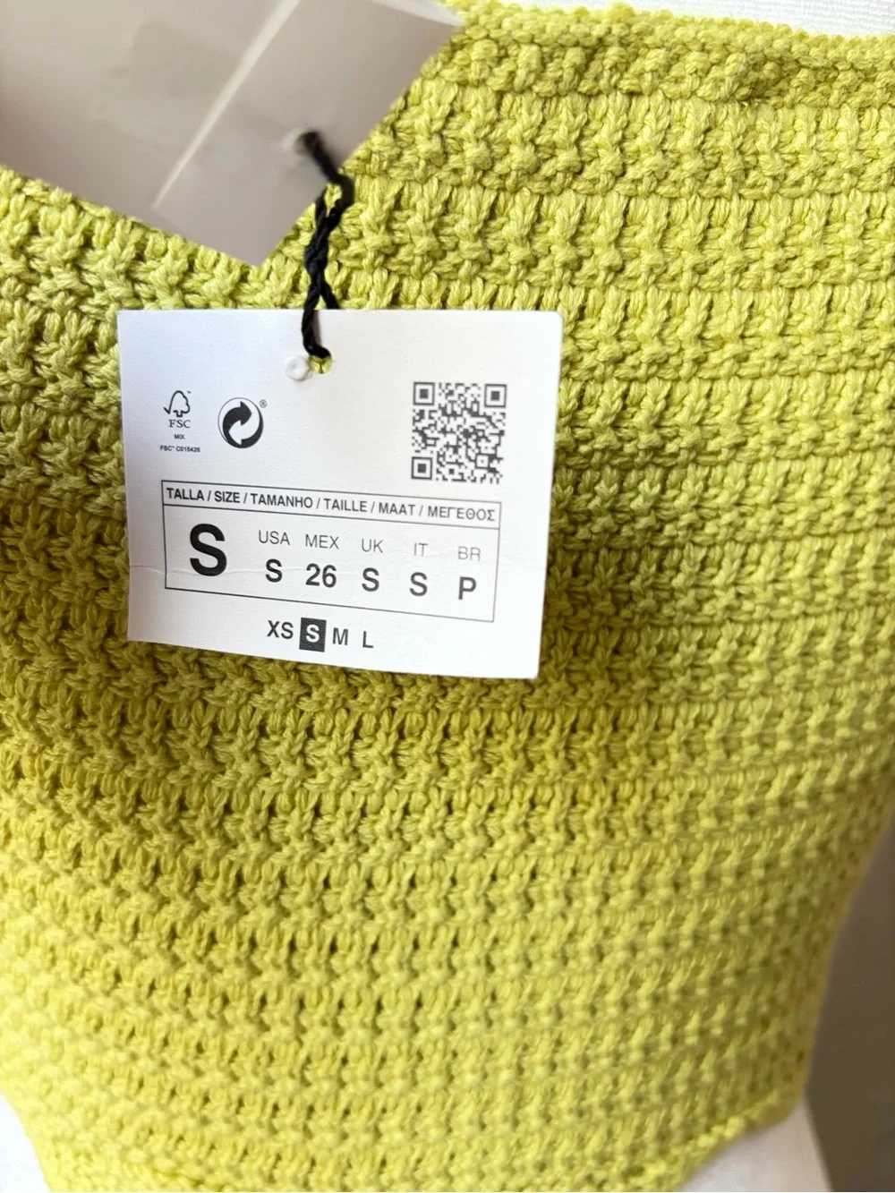 Zara Lime Green Crochet Knit Crop Top NWT Size Small